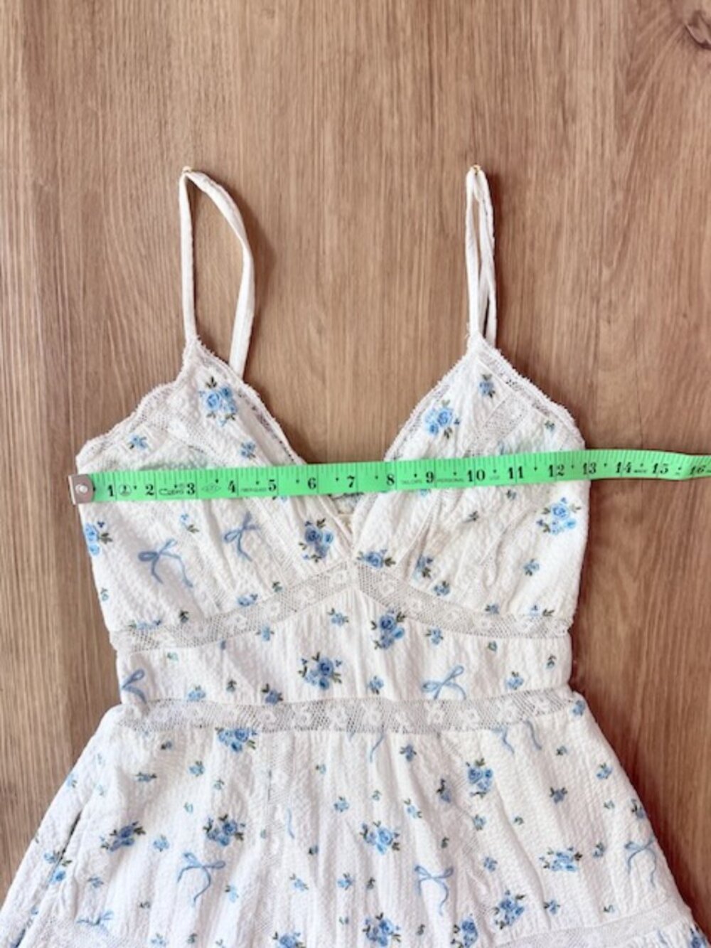 LoveShackFancy Solbina Dress XS Blue Floral EUC - Picture 5 of 10
